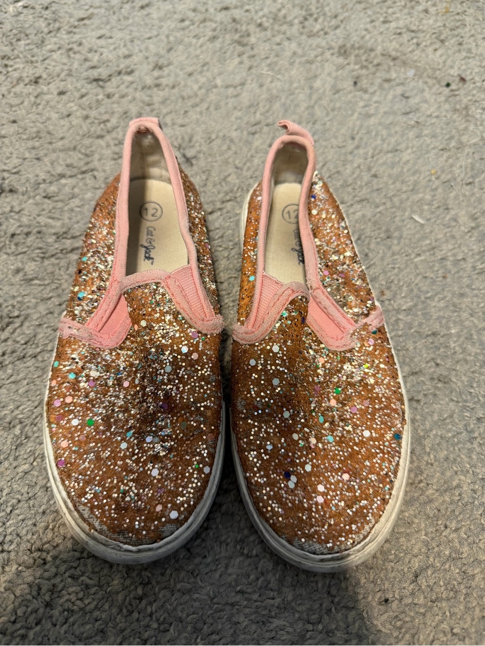 Cat & Jack Kids Glitter Slip-On Sneakers in Rose Pink and Gold